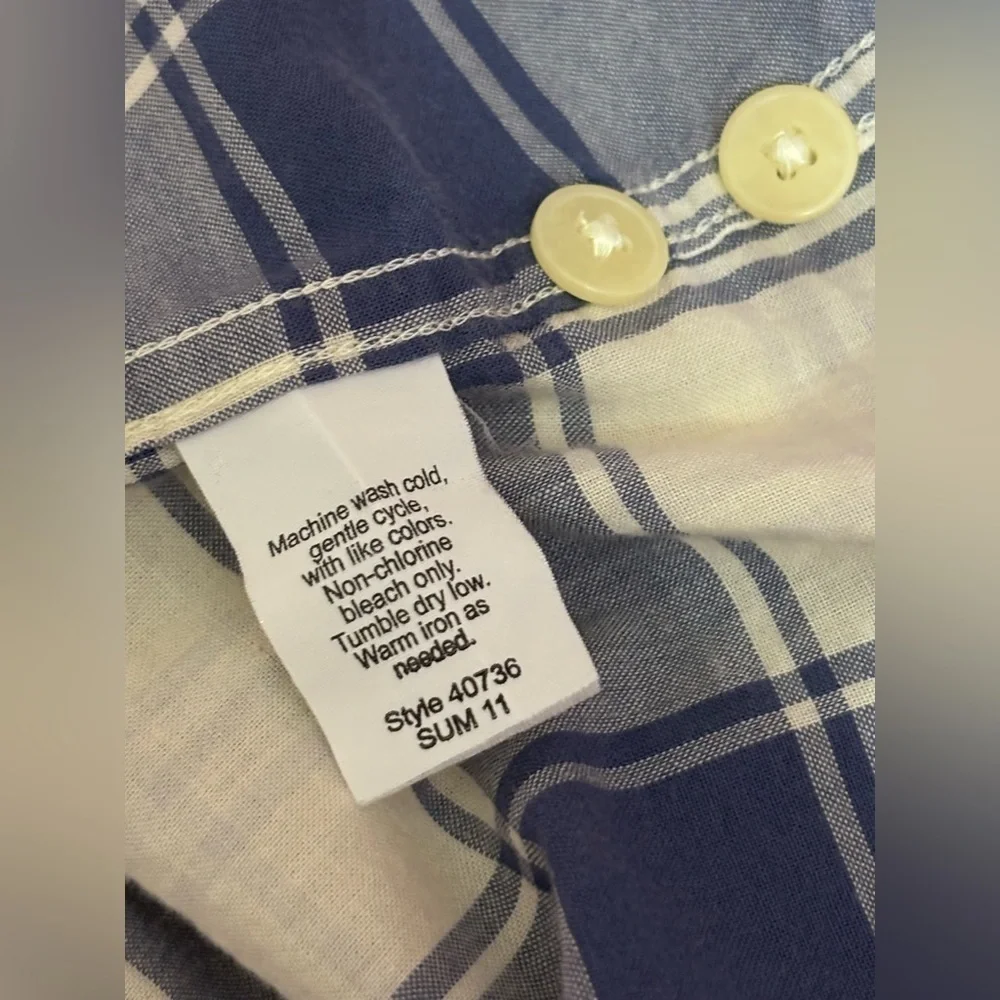 J. Crew Navy and Cream Plaid Madras Men's Shirt Sz L